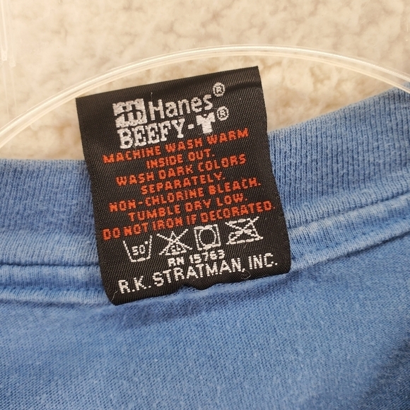 Vtg Harley Davidson Blue T-Shirt Single Stitch Men XL USA Flag Burt’s Cycle Cntr - Picture 13 of 16